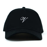 V Script Relaxed Snapback – Black